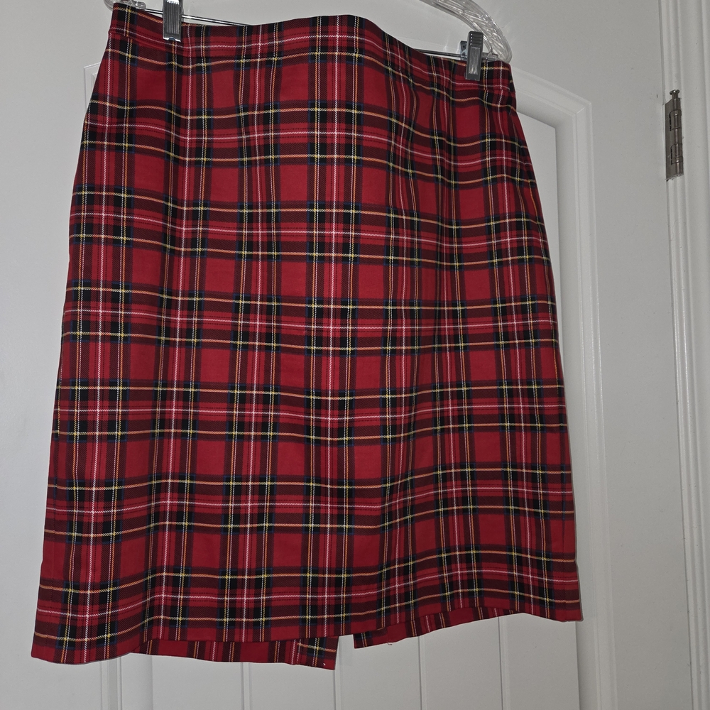 J. Crew Red Plaid A-Line Skirt